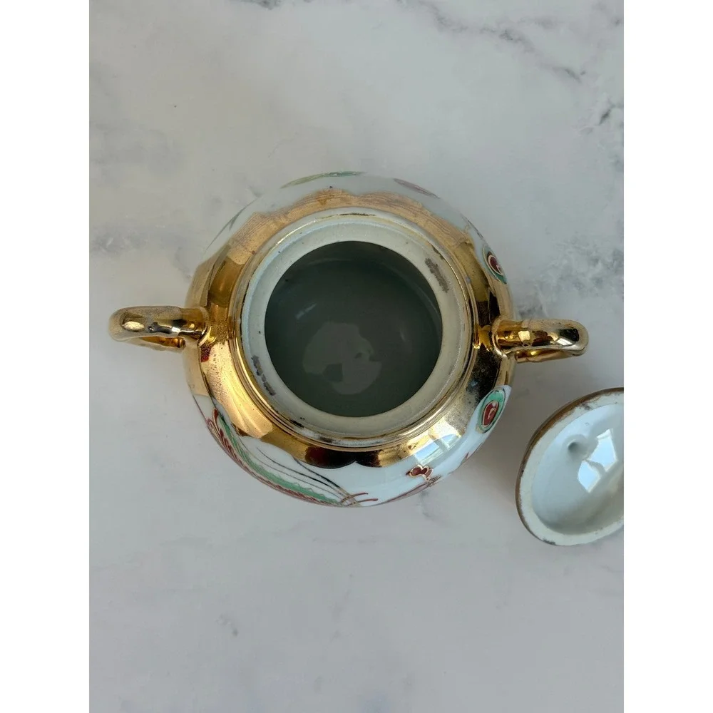 VTG Asian DragonWare and Phoenix 22K Gilded Sugar and Creamer